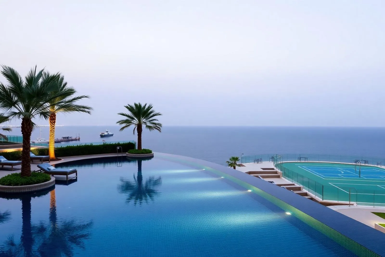 Infinity pool, paddle court and direct sea frontage.