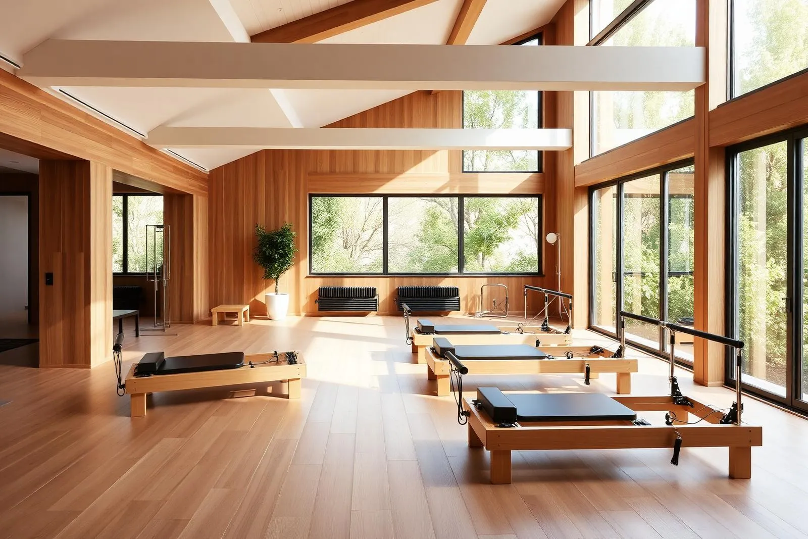 Pilates and fitness studios bathed in natural light.